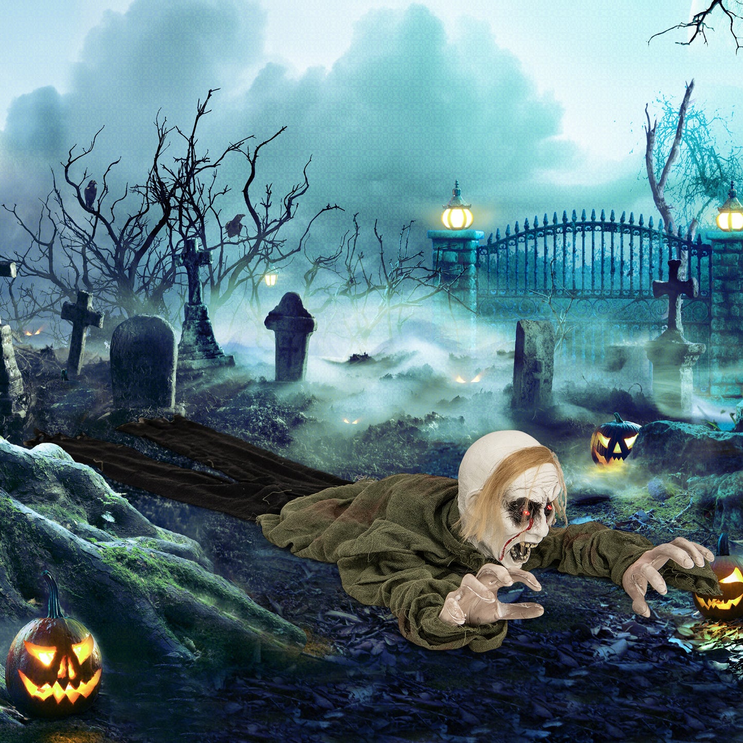 Halloween Groundbreaker Climbing Zombie with Light up Eyes and Creepy Sound