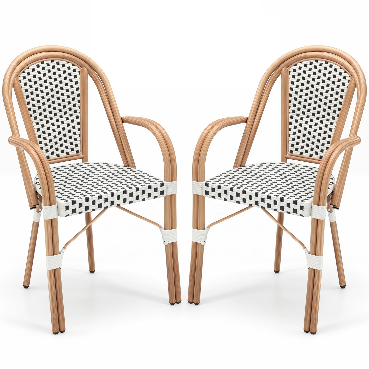 PE Wicker Bistro Dining Chairs Set of 2 - 400 lbs Capacity