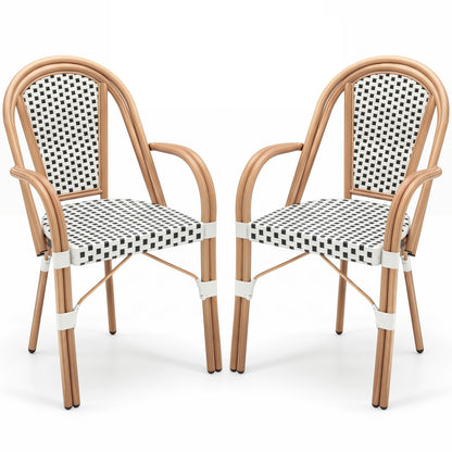 PE Wicker Bistro Dining Chairs Set of 2 - 400 lbs Capacity