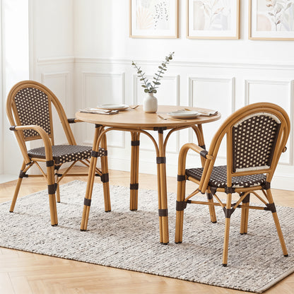 PE Wicker Bistro Dining Chairs Set of 2 - 400 lbs Capacity