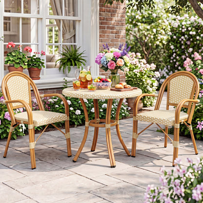 PE Wicker Bistro Dining Chairs Set of 2 - Yellow