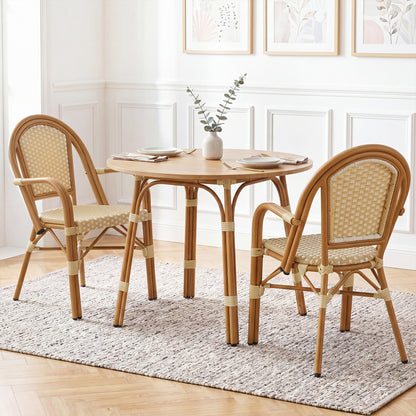 PE Wicker Bistro Dining Chairs Set of 2 - Yellow