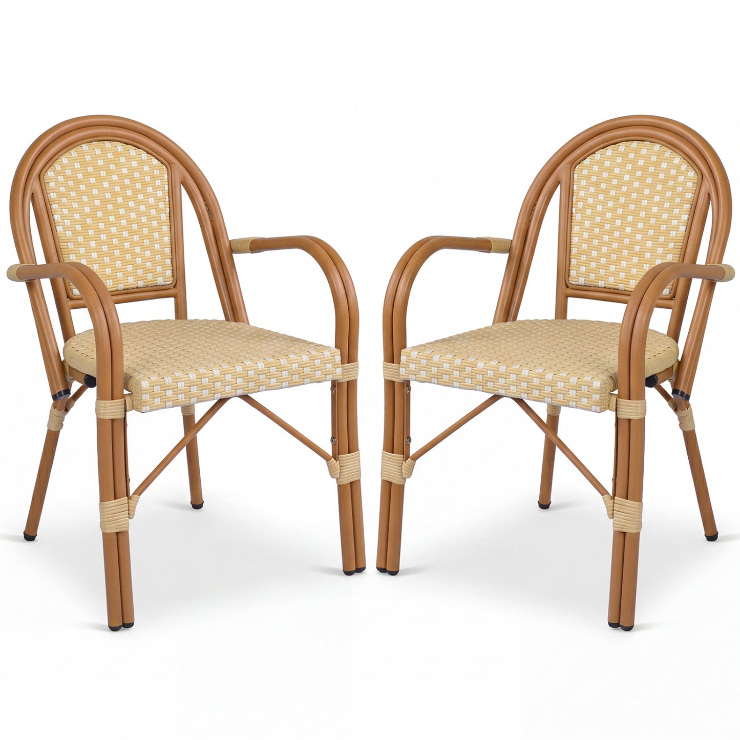 PE Wicker Bistro Dining Chairs Set of 2 - Yellow