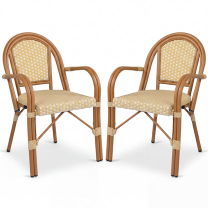 PE Wicker Bistro Dining Chairs Set of 2 - Yellow