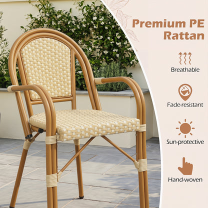 PE Wicker Bistro Dining Chairs Set of 2 - Yellow