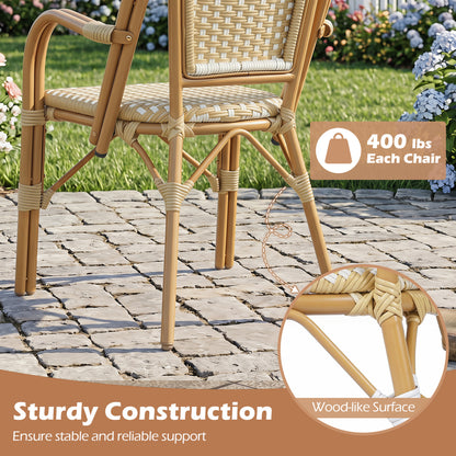 PE Wicker Bistro Dining Chairs Set of 2 - Yellow