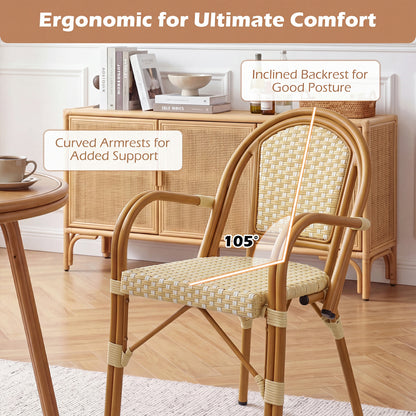 PE Wicker Bistro Dining Chairs Set of 2 - Yellow