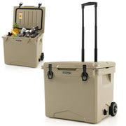 42 Quart Hard Cooler with Wheels and Handle - Tan