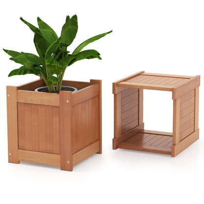 Wood Planter Box with Bench for Garden Yard Balcony