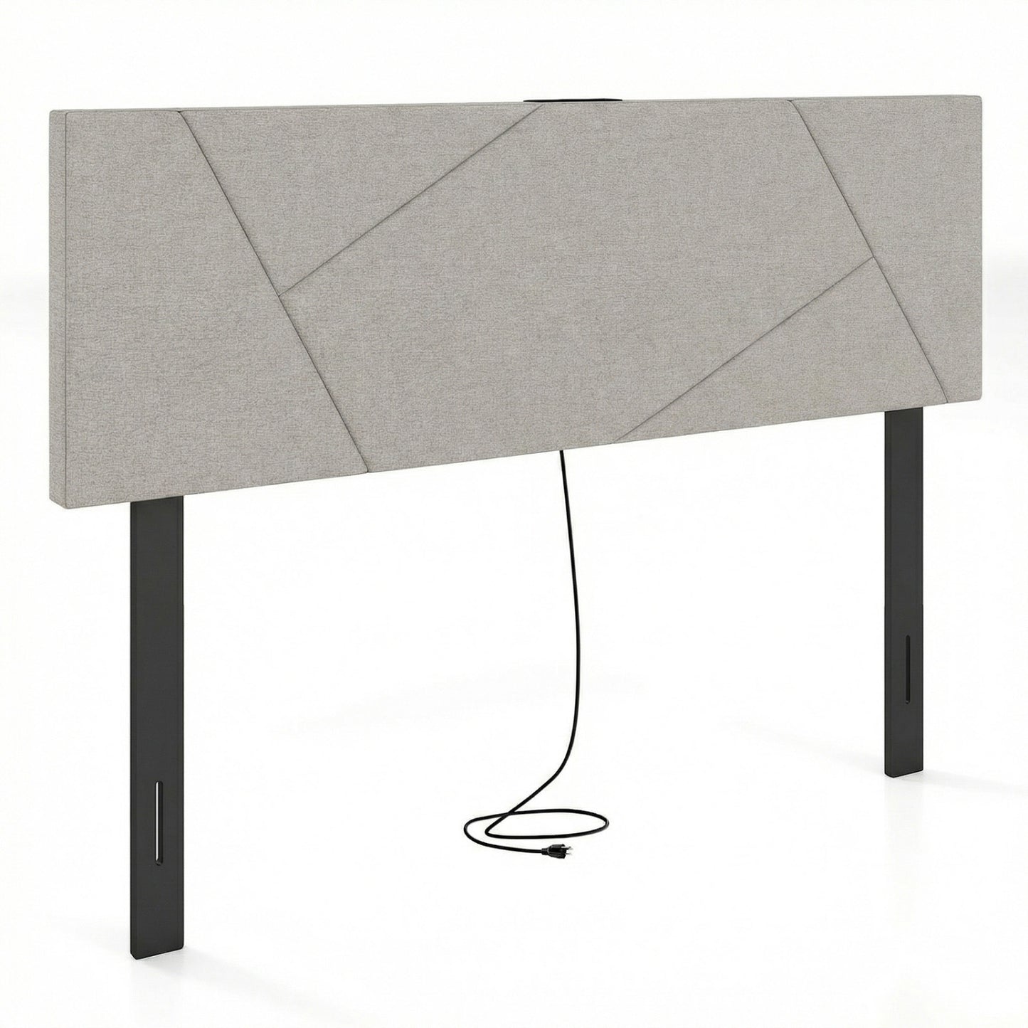 Headboard for Full Size Bed and Queen Geometric Upholstered Head Board-Gray