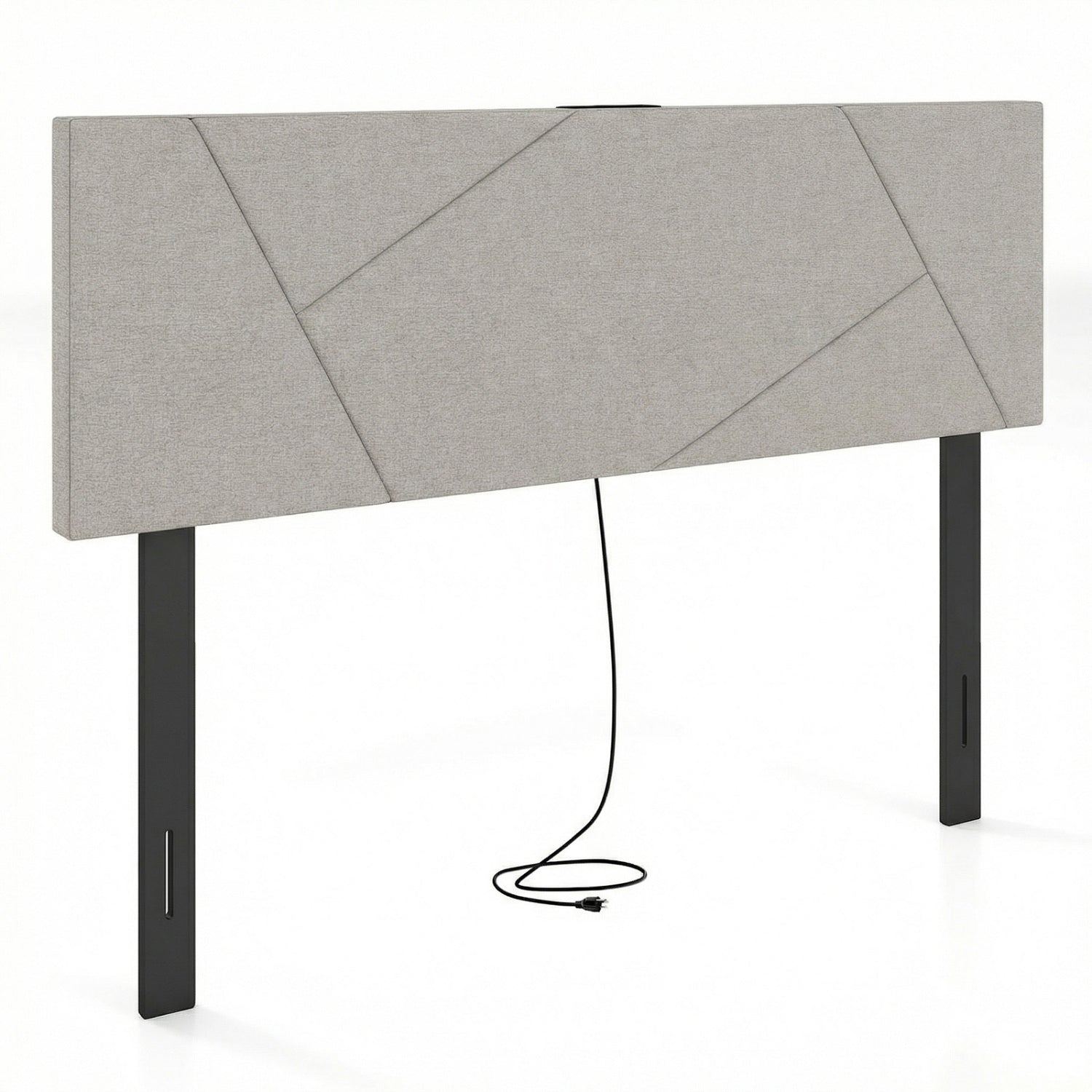 Headboard for Full Size Bed and Queen Geometric Upholstered Head Board-Gray