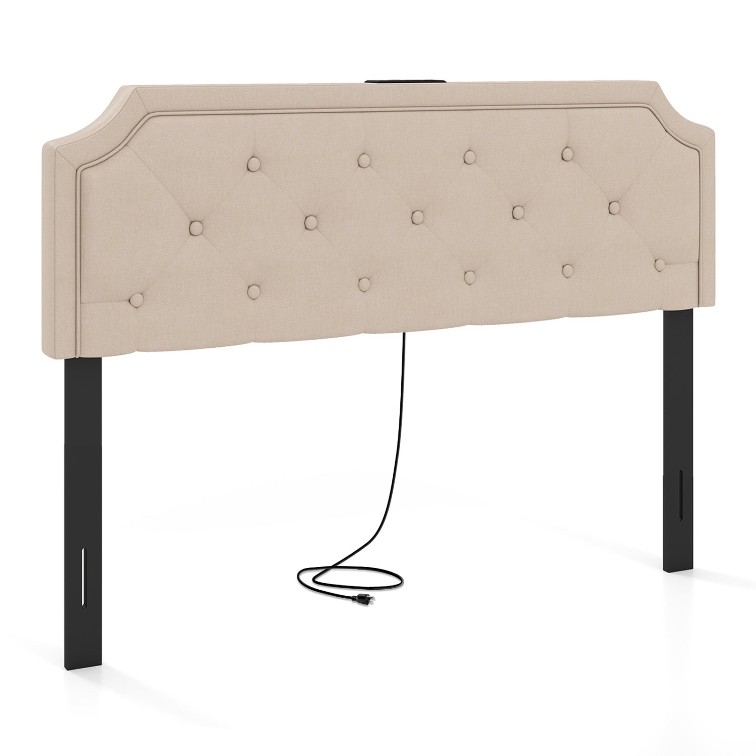 Headboard for Queen and Full Size Bed Tufted Upholstered Head Board-Beige