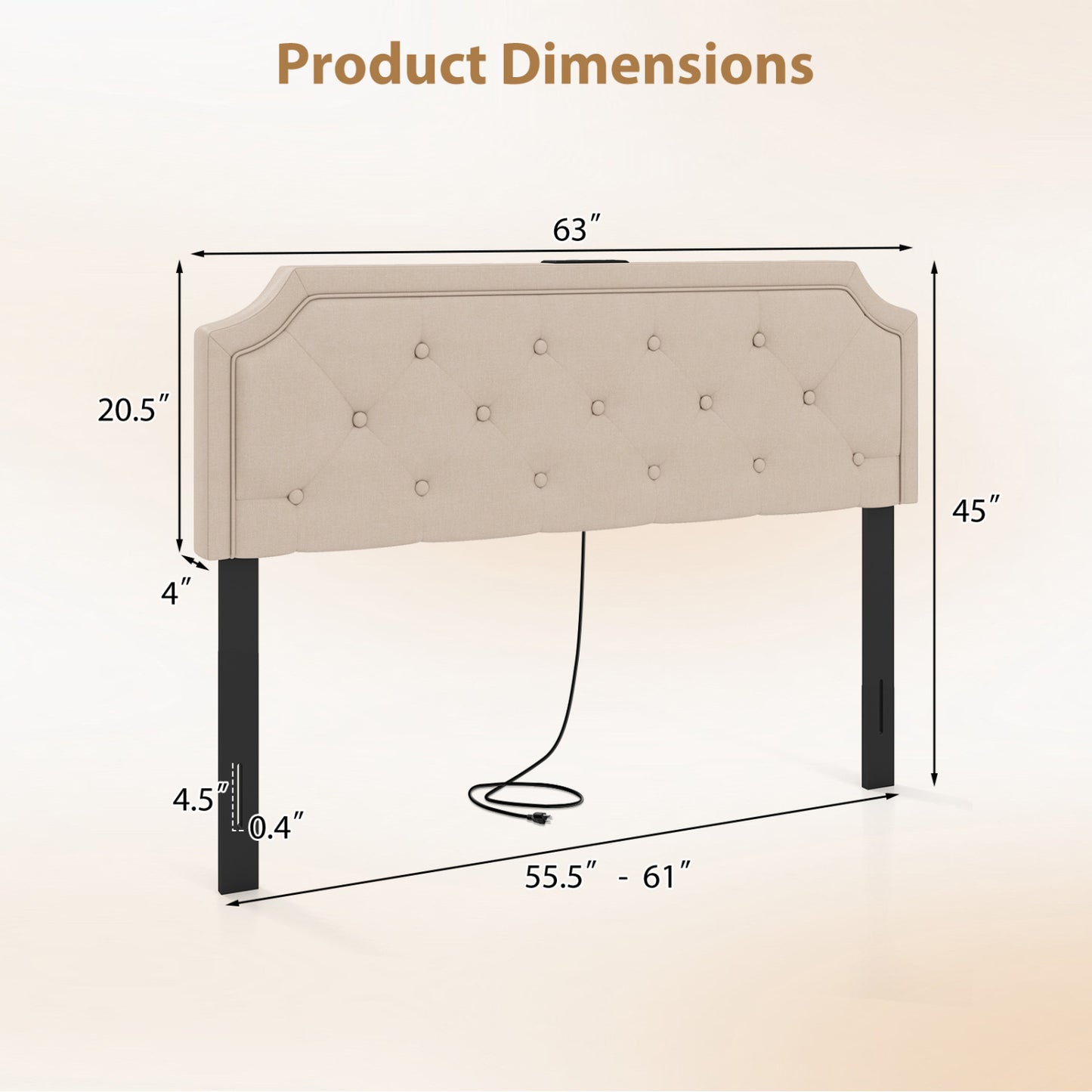 Headboard for Queen and Full Size Bed Tufted Upholstered Head Board-Beige