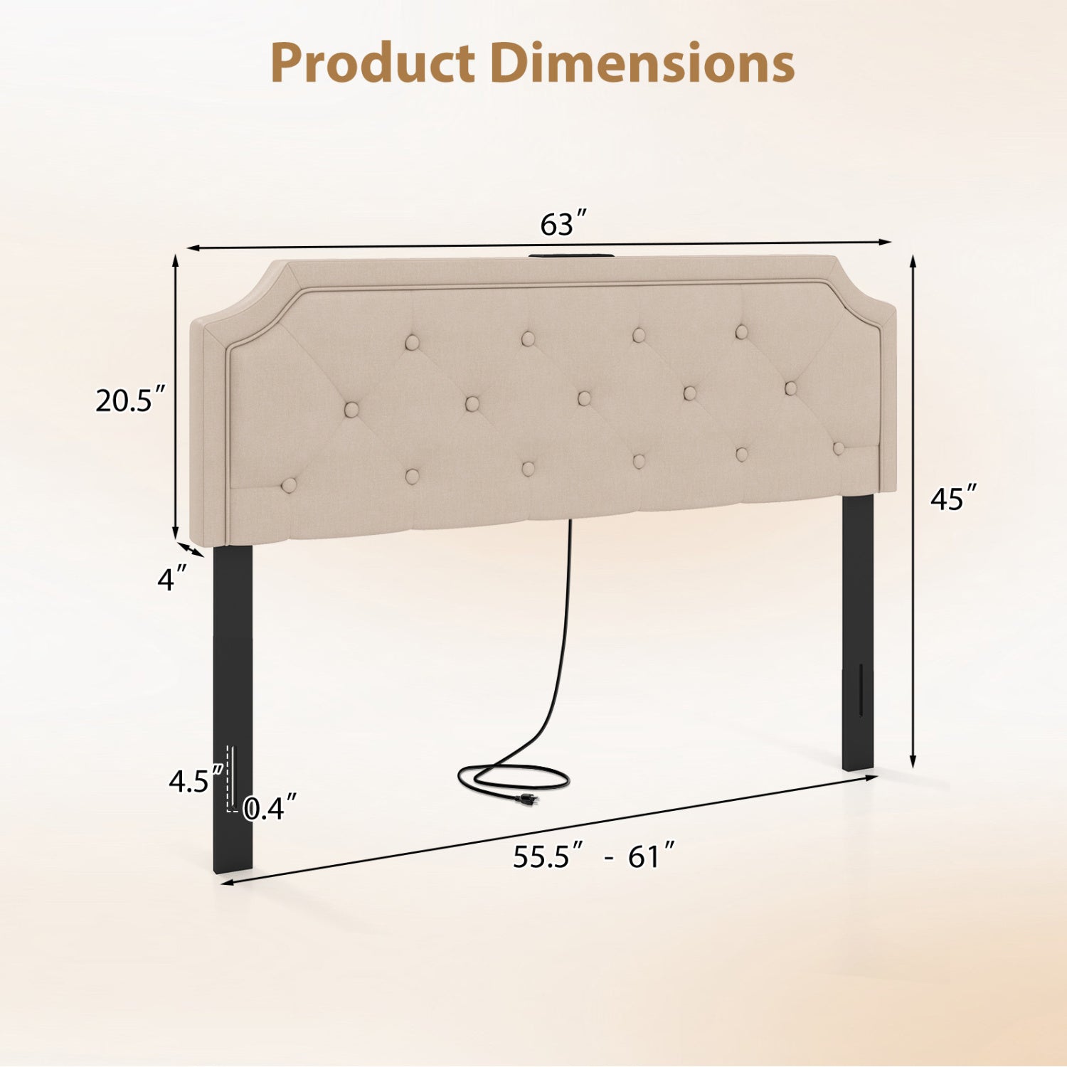 Headboard for Queen and Full Size Bed Tufted Upholstered Head Board-Beige