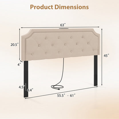 Headboard for Queen and Full Size Bed Tufted Upholstered Head Board-Beige