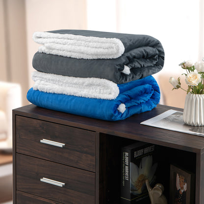 Heated Electric Blanket Throw with 10 Heat Levels-Blue