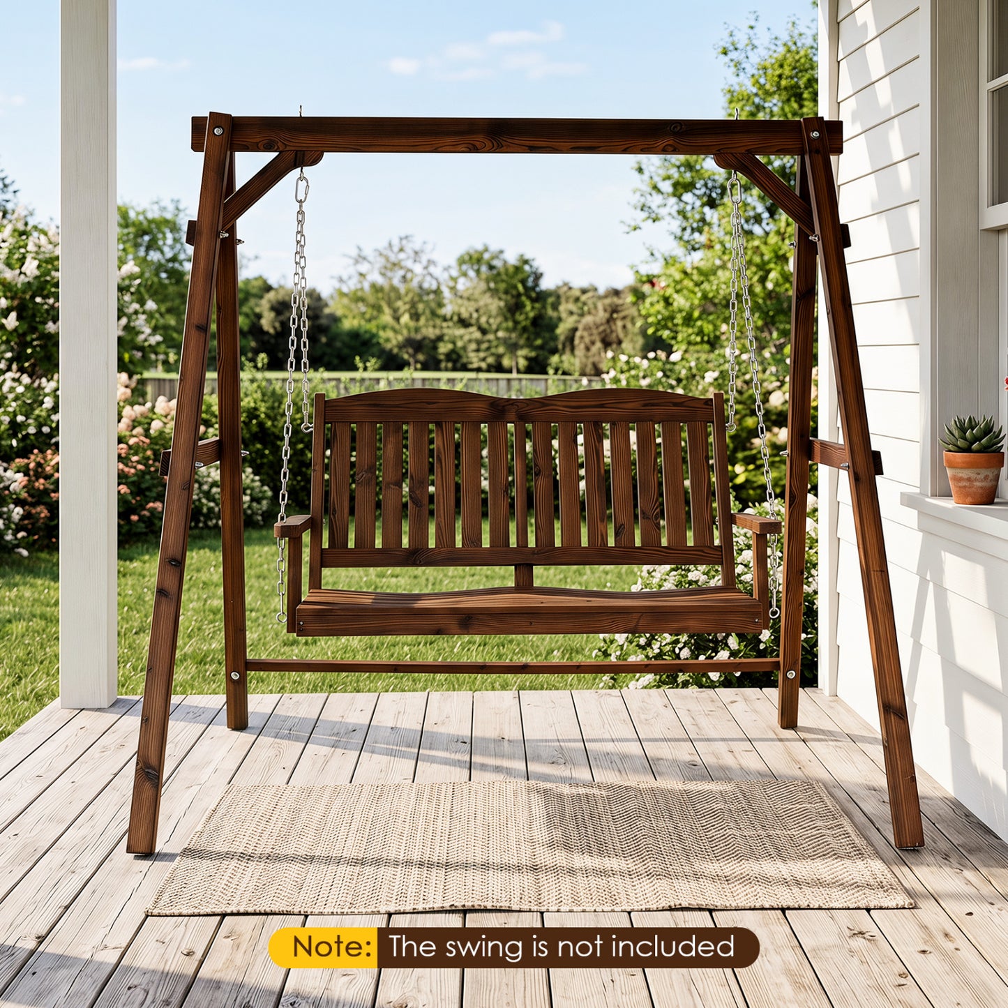 Carbonized Fir Wood Swing Frame with 880 lb Capacity