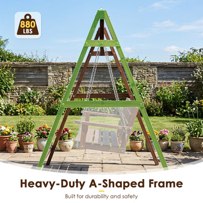 Carbonized Fir Wood Swing Frame with 880 lb Capacity