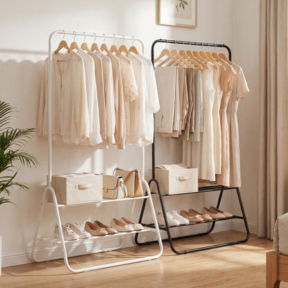 Heavy Duty Clothes Rack with Hanging Rod and Storage Shelves