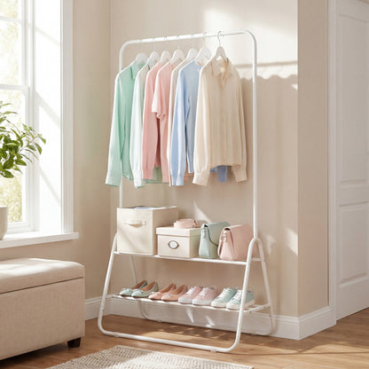 Heavy Duty Clothes Rack with Hanging Rod and Storage Shelves