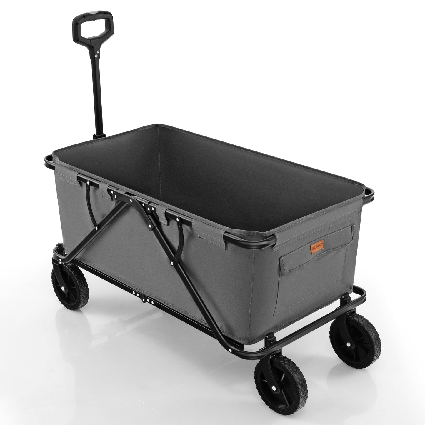 Collapsible Folding Wagon Cart with Adjustable Handlebar-Gray - Gray