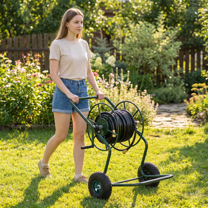 Garden Hose Reel Cart with Pneumatic Tires - 300 FT Capacity