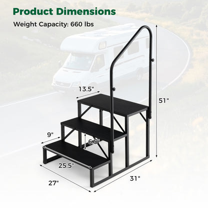 Heavy Duty Hot Tub Stair with Wide Anti-Slip Platforms for Porch and Mobile Home