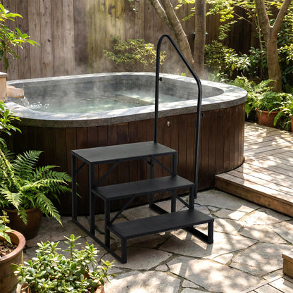 Heavy Duty Hot Tub Stair with Wide Anti-Slip Platforms for Porch and Mobile Home
