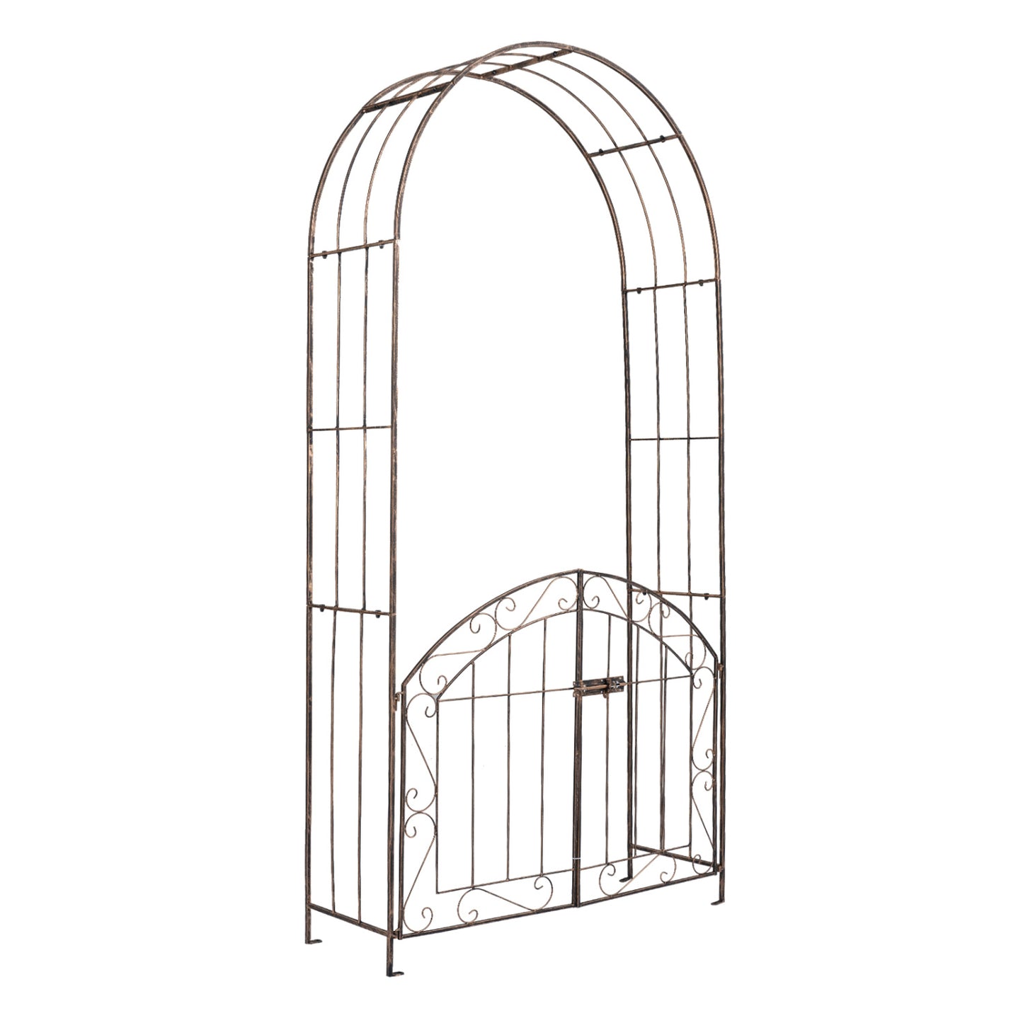 Metal Garden Arch with Gate and Safety Latch - 79" H
