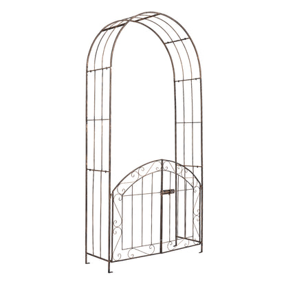 Metal Garden Arch with Gate and Safety Latch - 79" H