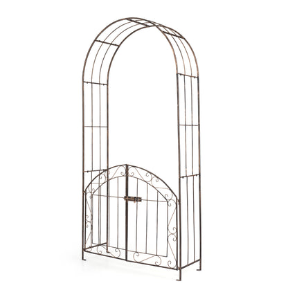 Metal Garden Arch with Gate and Safety Latch - 79" H