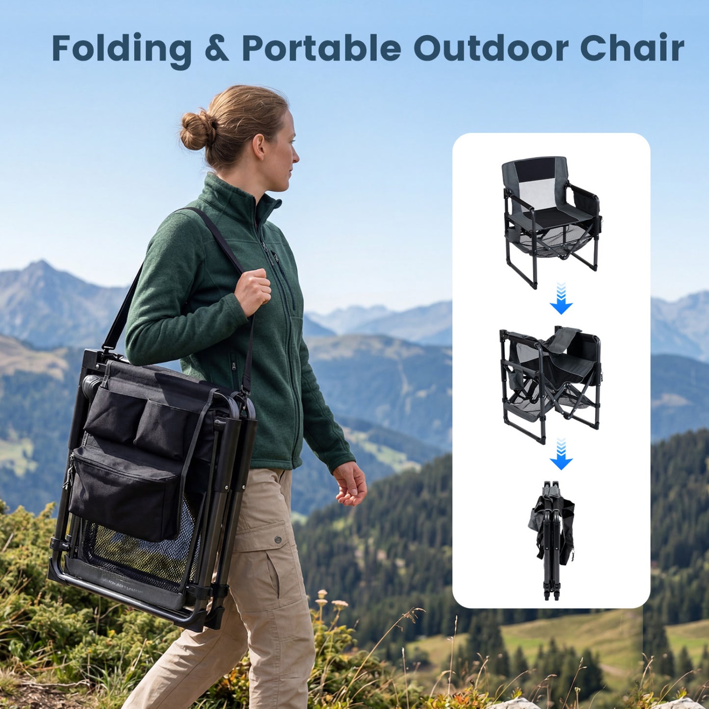Camping Chair Heavy Duty with Cup Holder and Bottle Opener