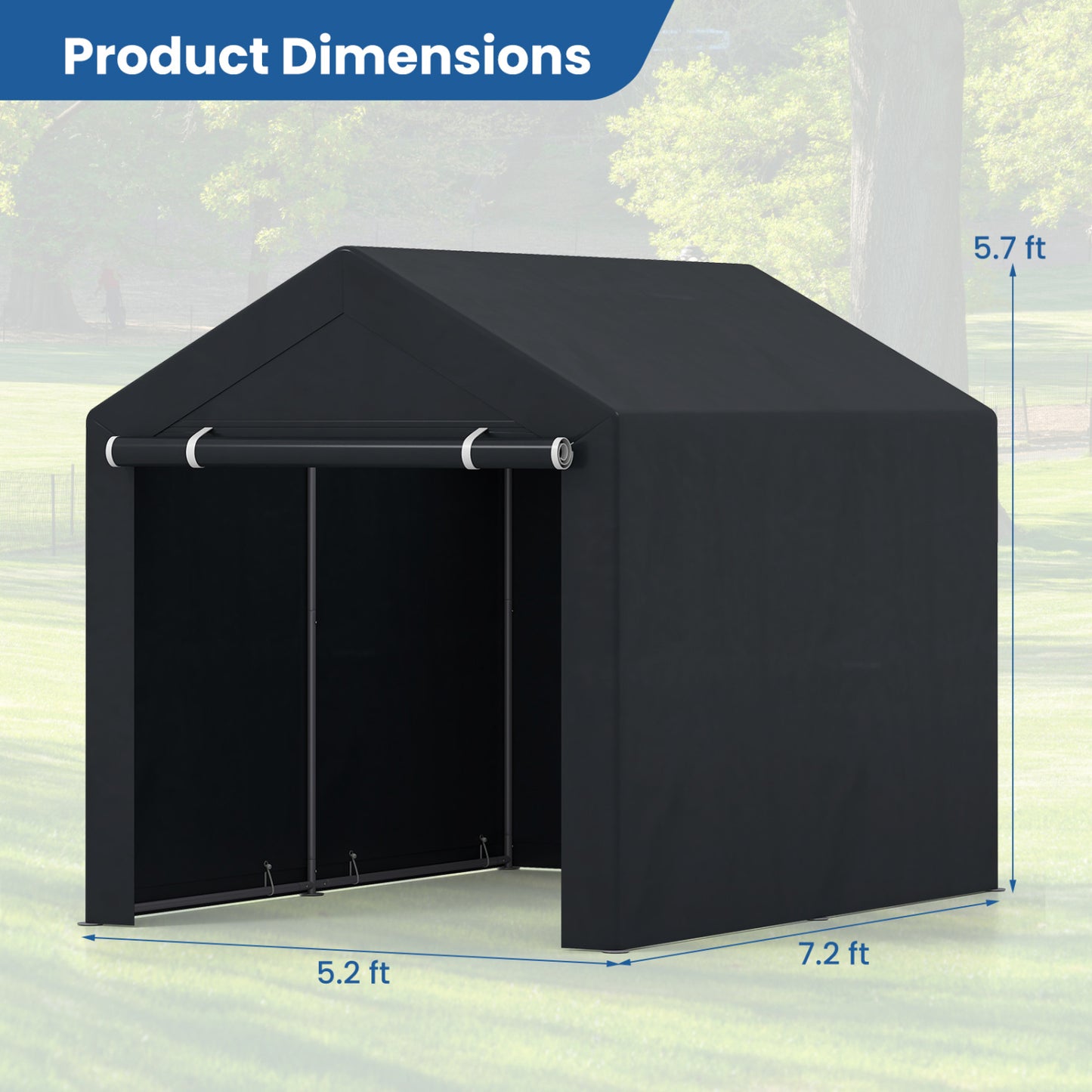 Portable Storage Shed with Roll-Up Zipper Door