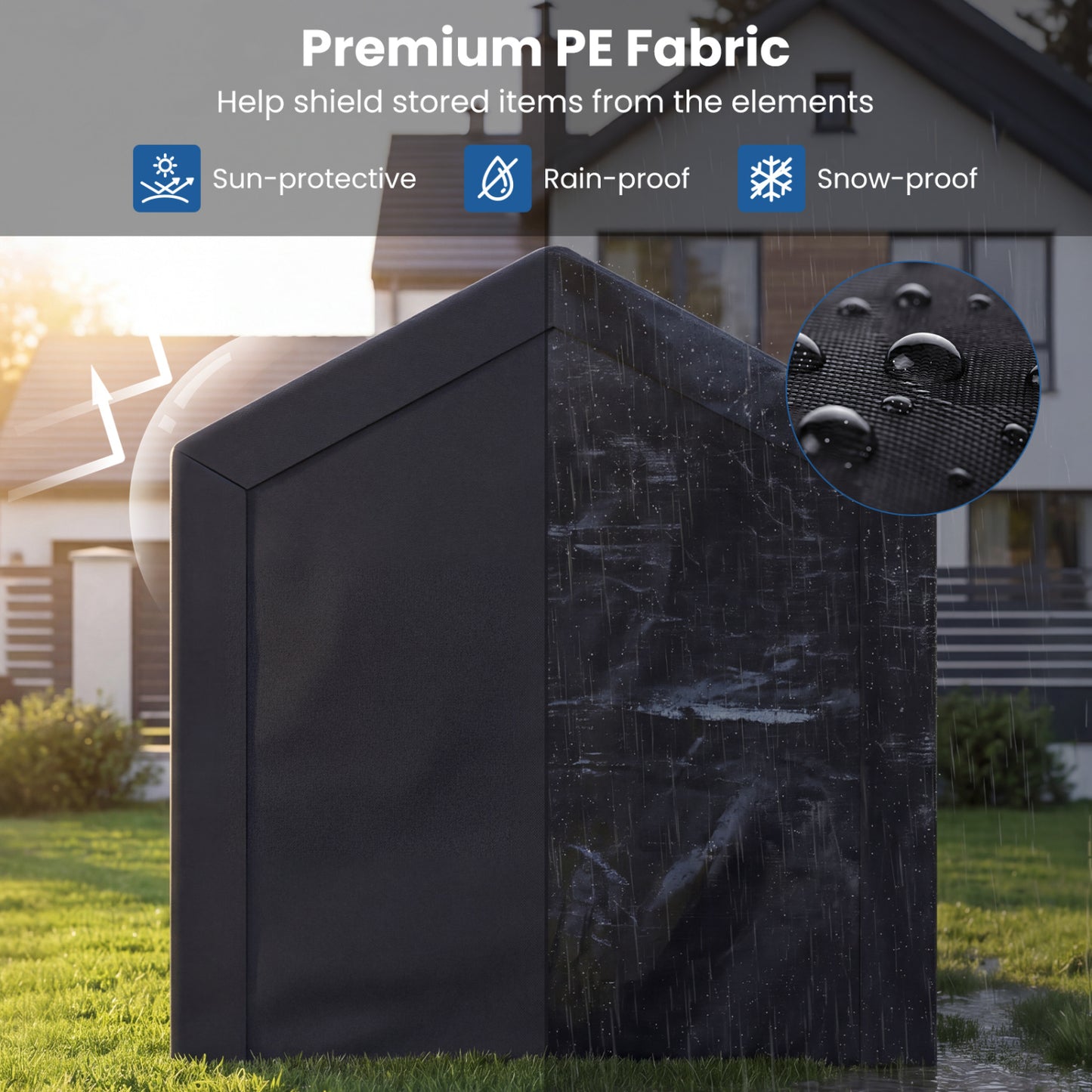 Portable Storage Shed with Roll-Up Zipper Door