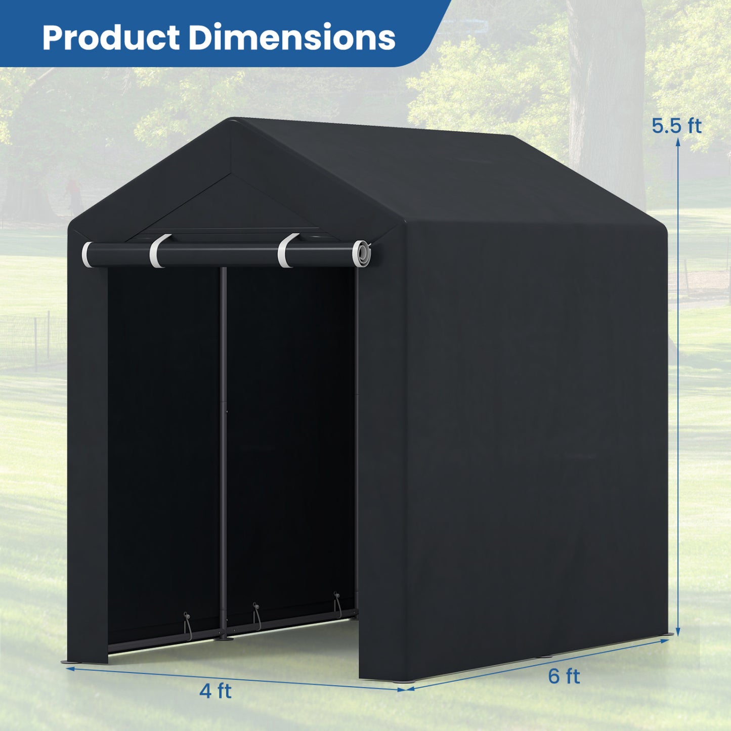 Portable Storage Shed with Roll-Up Zipper Door