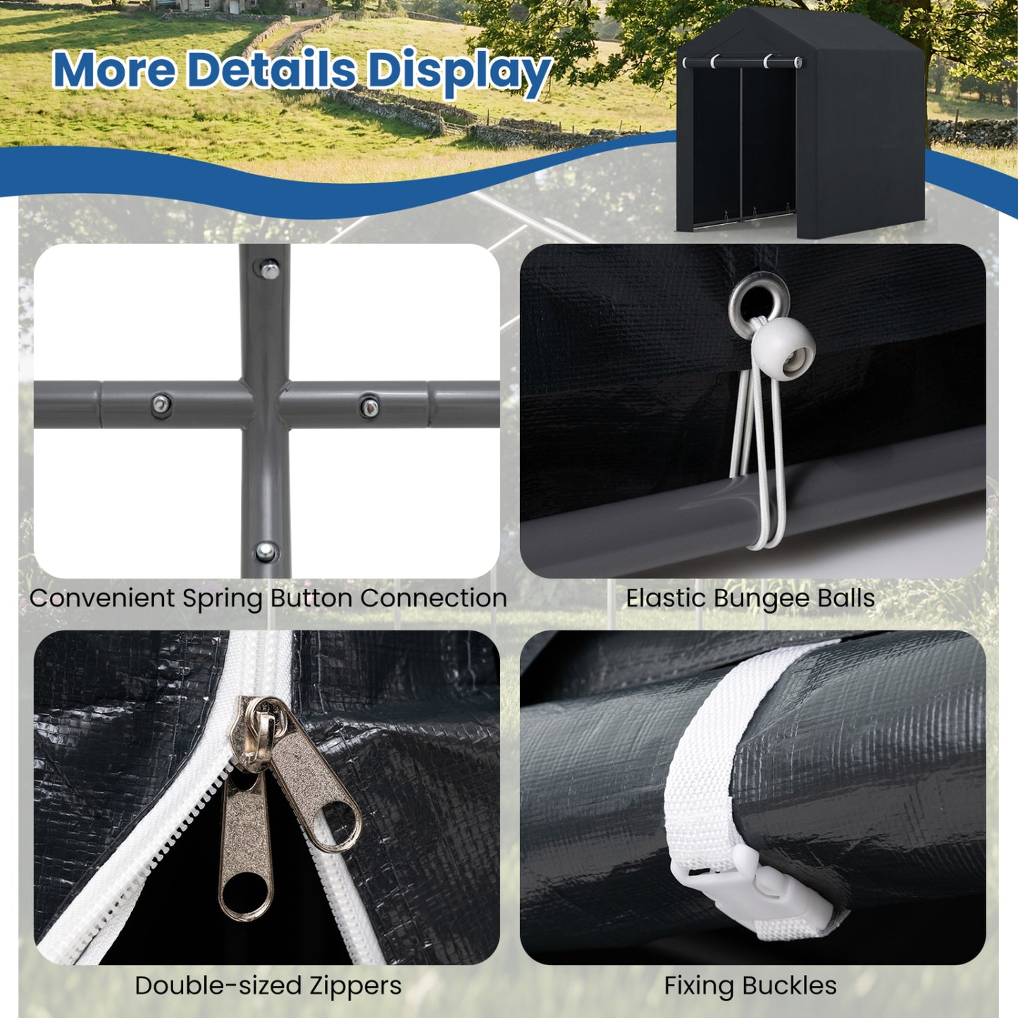Portable Storage Shed with Roll-Up Zipper Door