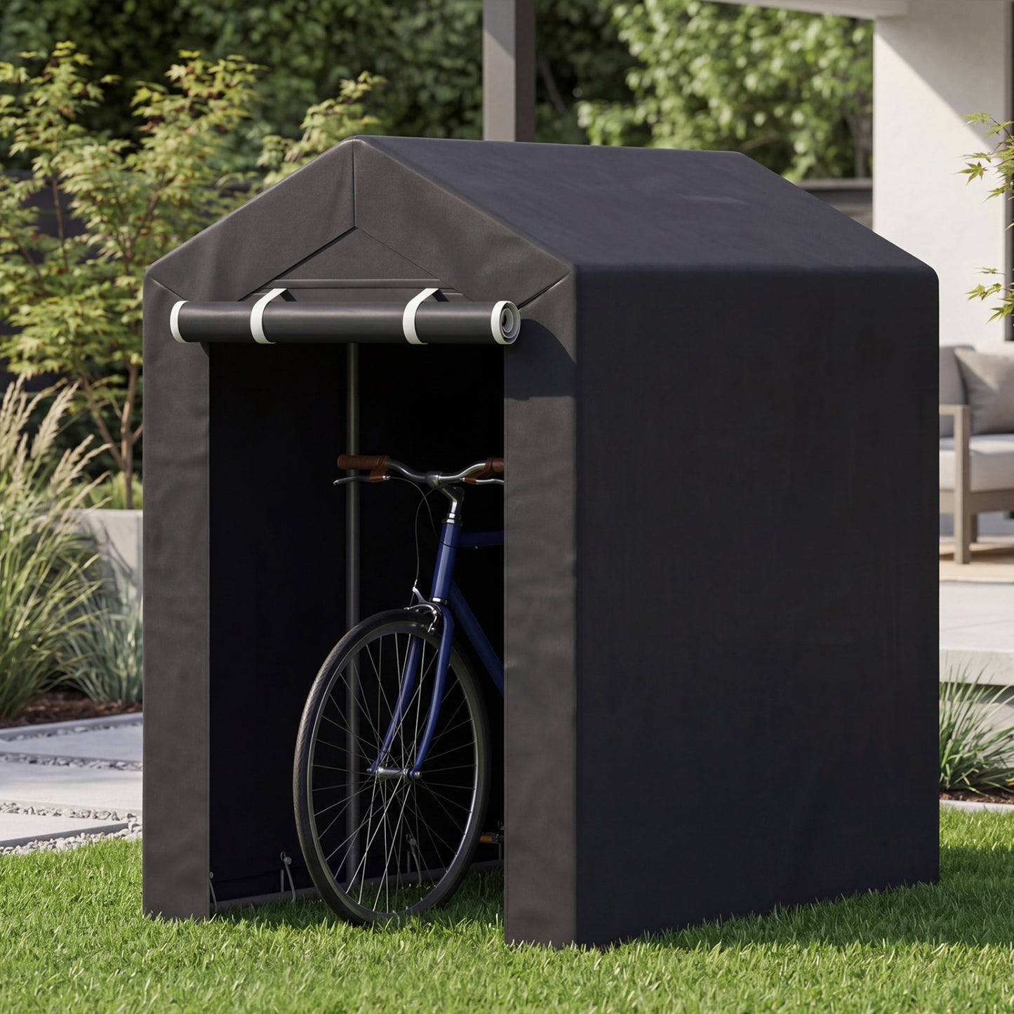 Portable Storage Shed with Roll-Up Zipper Door