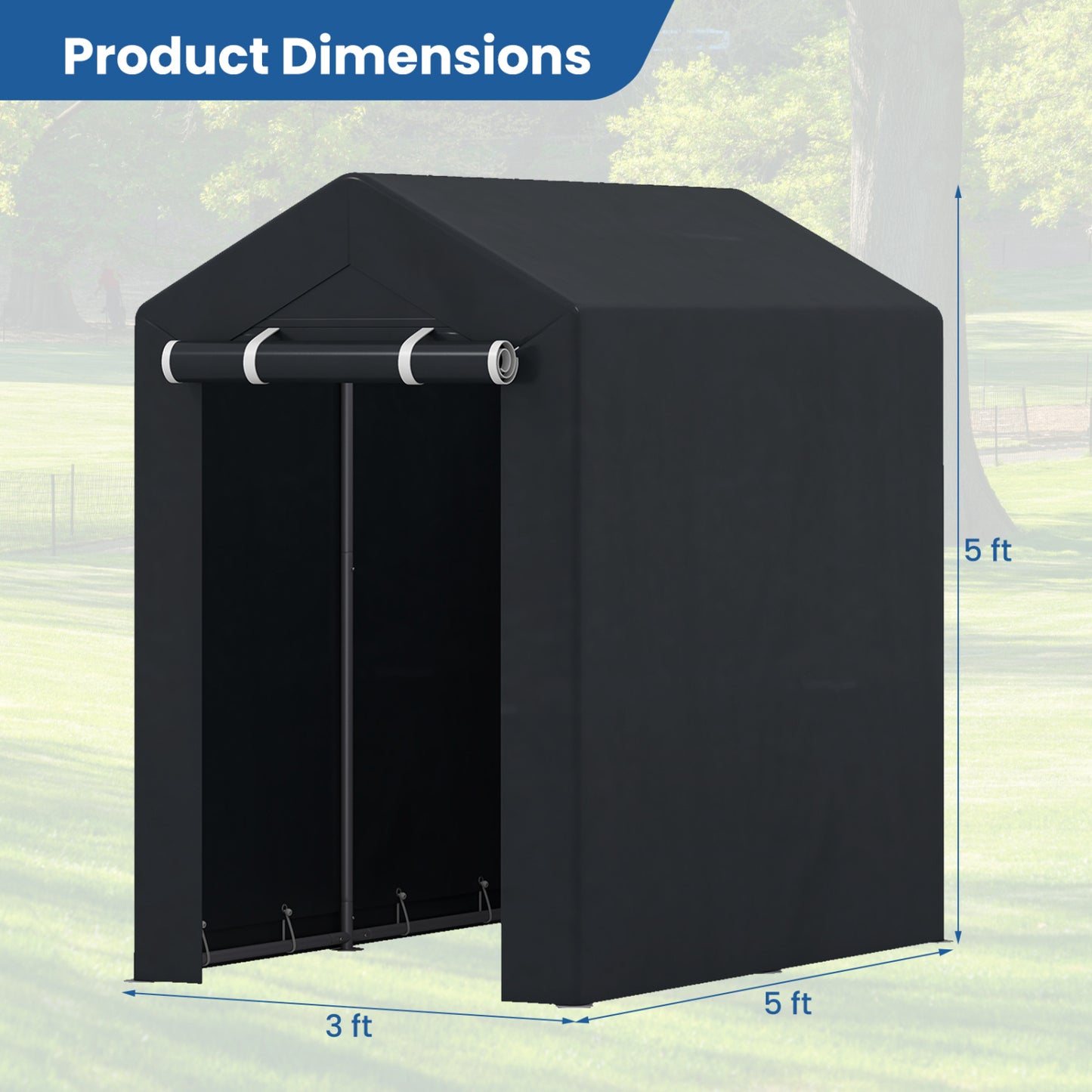Portable Storage Shed with Roll-Up Zipper Door