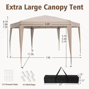 13 x 11.5 FT Hexagonal Pop-Up Height Adjustable Canopy Tent with Dressed Legs-Khaki