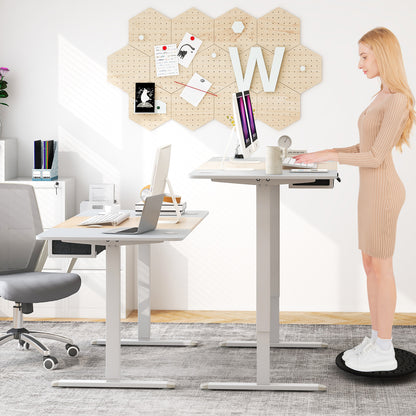 Height Adjustable Electric Standing Desk with USB Charging Port-Natural
