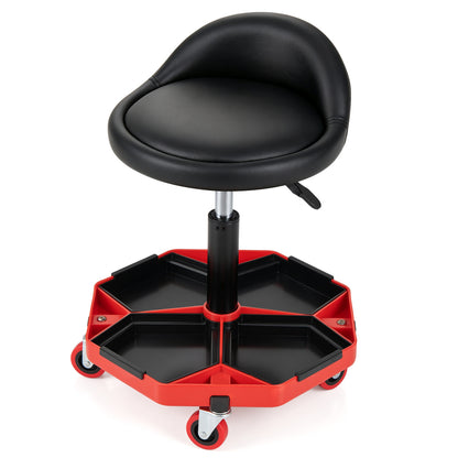 Adjustable Rolling Mechanic Seat with Storage Tray