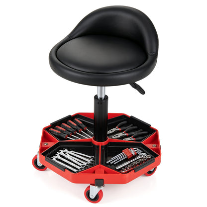 Adjustable Rolling Mechanic Seat with Storage Tray