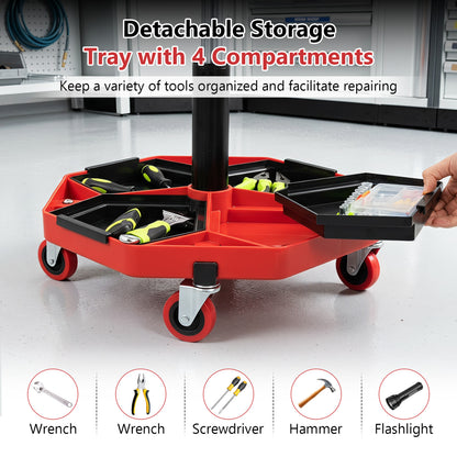 Adjustable Rolling Mechanic Seat with Storage Tray