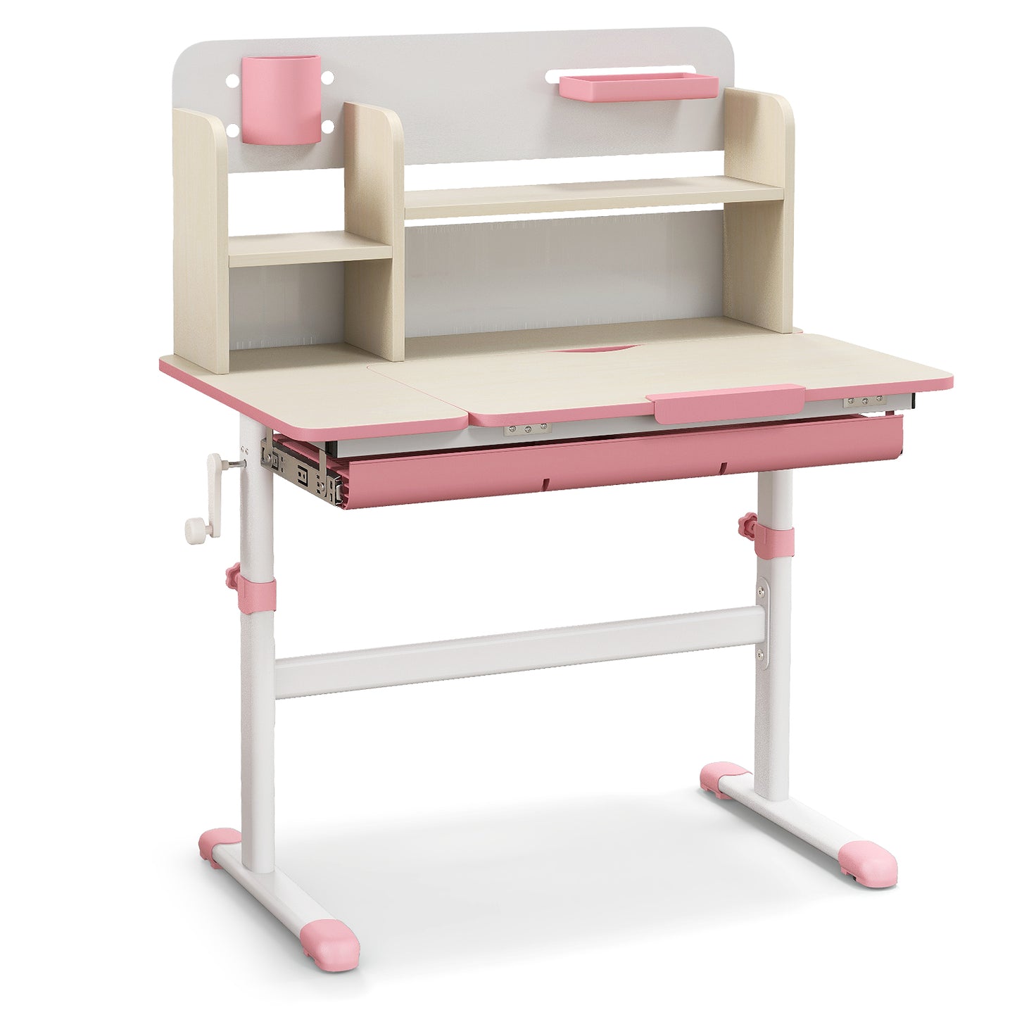 Height Adjustable Kids Study Desk with Tilt Desktop for 3-12 Years Old-Blue - Pink