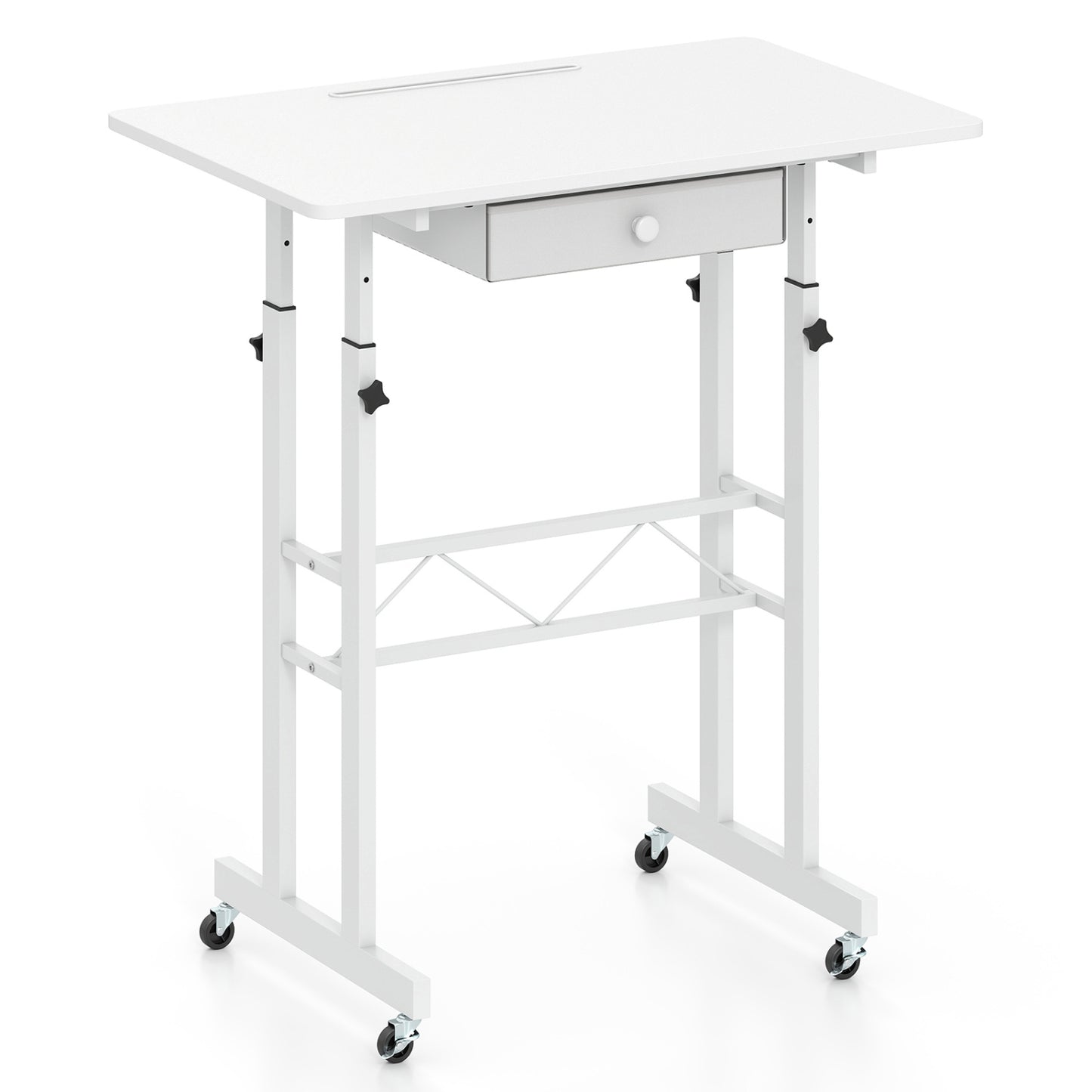 Height Adjustable Standing Desk with Wheels & Drawer