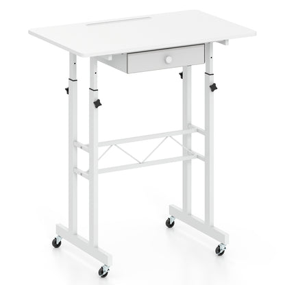 Height Adjustable Standing Desk with Wheels & Drawer