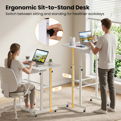 Height Adjustable Standing Desk with Wheels & Drawer
