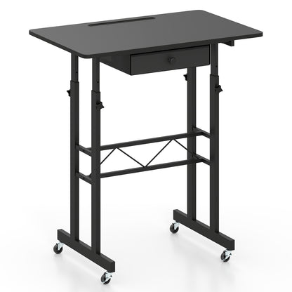 Height Adjustable Standing Desk with Wheels & Drawer