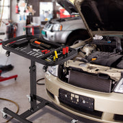 2-in-1 Rolling Tool Tray Height Adjustable Work Table with Detachable Part Tray-Black