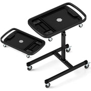 2-in-1 Rolling Tool Tray Height Adjustable Work Table with Detachable Part Tray-Black